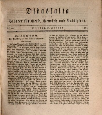 Didaskalia oder Blätter für Geist, Gemüth und Publizität (Didaskalia) Freitag 14. Januar 1825