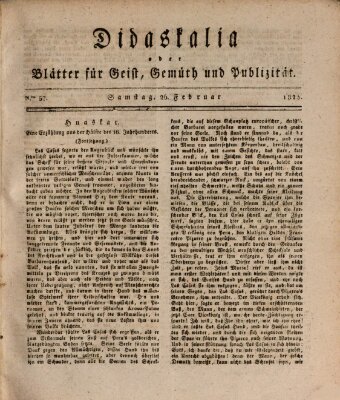 Didaskalia oder Blätter für Geist, Gemüth und Publizität (Didaskalia) Samstag 26. Februar 1825