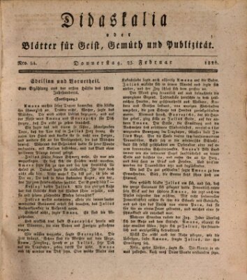 Didaskalia oder Blätter für Geist, Gemüth und Publizität (Didaskalia) Donnerstag 23. Februar 1826