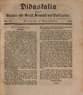 Didaskalia oder Blätter für Geist, Gemüth und Publizität (Didaskalia) Mittwoch 13. September 1826