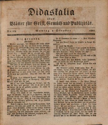Didaskalia oder Blätter für Geist, Gemüth und Publizität (Didaskalia) Montag 2. Oktober 1826