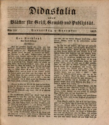 Didaskalia oder Blätter für Geist, Gemüth und Publizität (Didaskalia) Donnerstag 9. November 1826