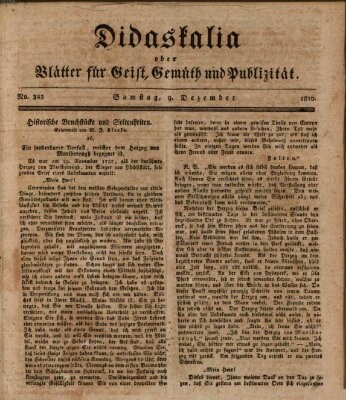 Didaskalia oder Blätter für Geist, Gemüth und Publizität (Didaskalia) Samstag 9. Dezember 1826