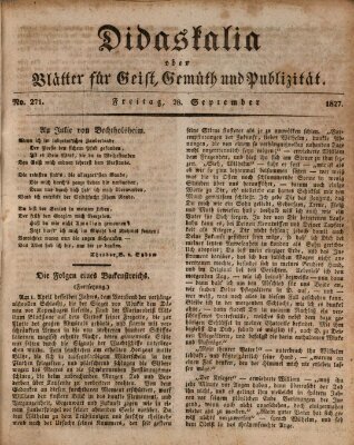 Didaskalia oder Blätter für Geist, Gemüth und Publizität (Didaskalia) Freitag 28. September 1827