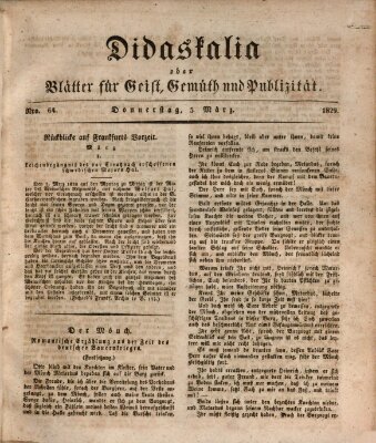 Didaskalia oder Blätter für Geist, Gemüth und Publizität (Didaskalia) Donnerstag 5. März 1829