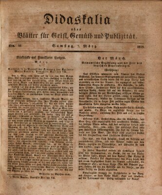 Didaskalia oder Blätter für Geist, Gemüth und Publizität (Didaskalia) Samstag 7. März 1829