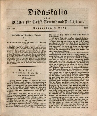 Didaskalia oder Blätter für Geist, Gemüth und Publizität (Didaskalia) Donnerstag 26. März 1829