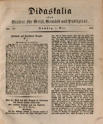 Didaskalia oder Blätter für Geist, Gemüth und Publizität (Didaskalia) Samstag 2. Mai 1829