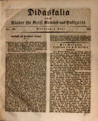 Didaskalia oder Blätter für Geist, Gemüth und Publizität (Didaskalia) Sonntag 5. Juli 1829