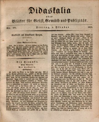Didaskalia oder Blätter für Geist, Gemüth und Publizität (Didaskalia) Freitag 9. Oktober 1829