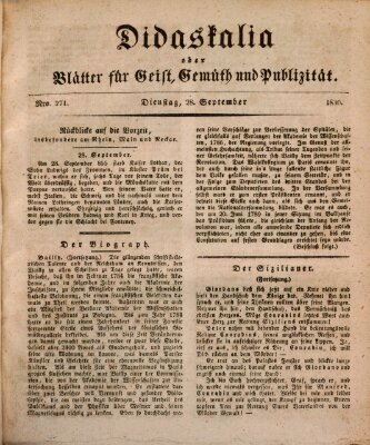 Didaskalia oder Blätter für Geist, Gemüth und Publizität (Didaskalia) Dienstag 28. September 1830