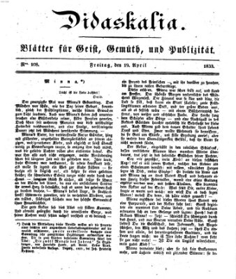 Didaskalia Freitag 19. April 1833