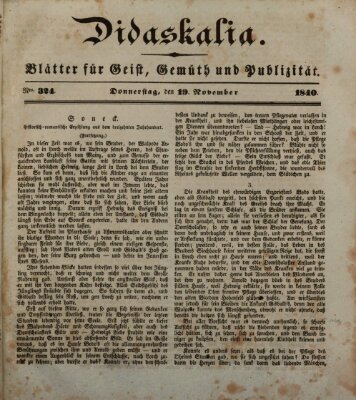 Didaskalia Donnerstag 19. November 1840