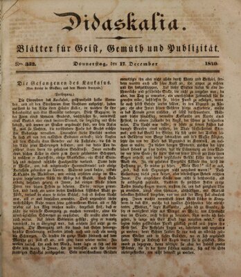 Didaskalia Donnerstag 17. Dezember 1840