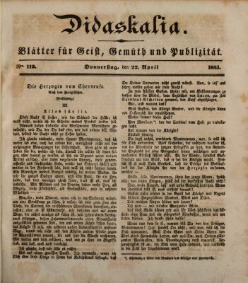 Didaskalia Donnerstag 22. April 1841
