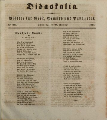 Didaskalia Sonntag 29. August 1841