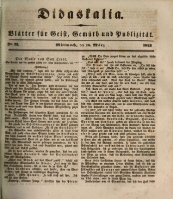 Didaskalia Mittwoch 16. März 1842