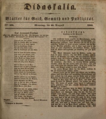 Didaskalia Montag 22. August 1842