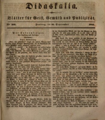 Didaskalia Freitag 16. September 1842