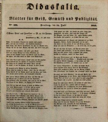 Didaskalia Freitag 14. Juli 1843