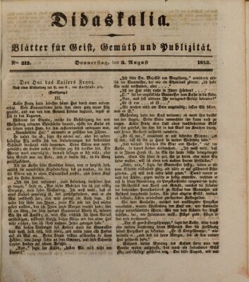 Didaskalia Donnerstag 3. August 1843