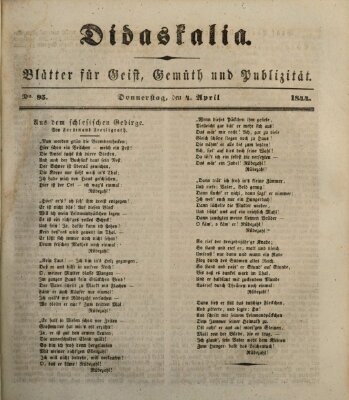 Didaskalia Donnerstag 4. April 1844