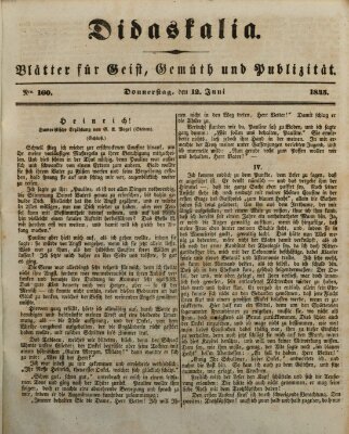 Didaskalia Donnerstag 12. Juni 1845
