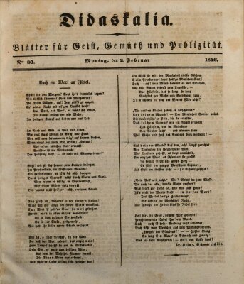 Didaskalia Montag 2. Februar 1846