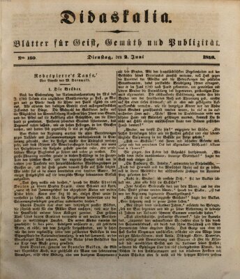 Didaskalia Dienstag 2. Juni 1846