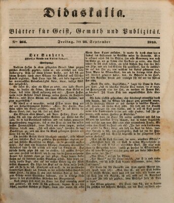 Didaskalia Freitag 25. September 1846