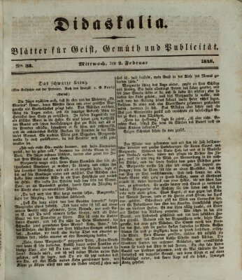 Didaskalia Mittwoch 2. Februar 1848