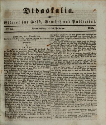 Didaskalia Donnerstag 10. Februar 1848