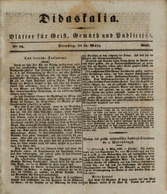 Didaskalia Dienstag 14. März 1848