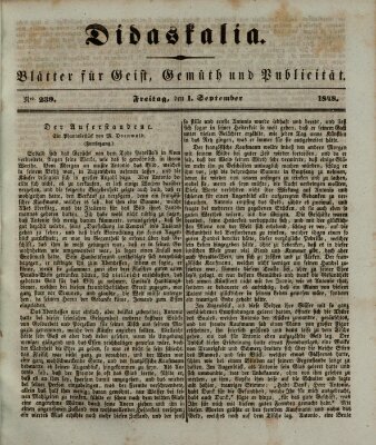 Didaskalia Freitag 1. September 1848