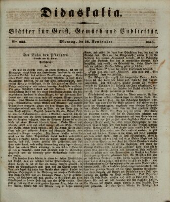 Didaskalia Montag 18. September 1848