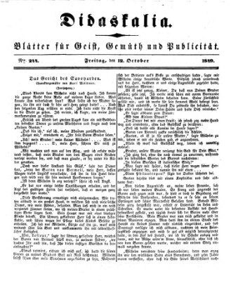Didaskalia Freitag 12. Oktober 1849