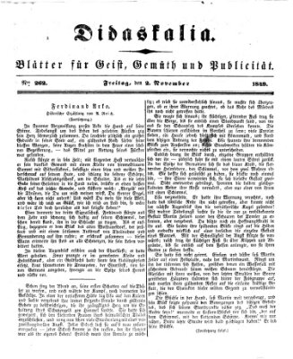 Didaskalia Freitag 2. November 1849