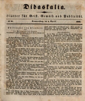 Didaskalia Donnerstag 4. April 1850