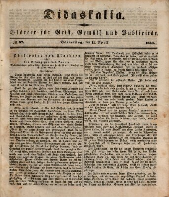 Didaskalia Donnerstag 11. April 1850