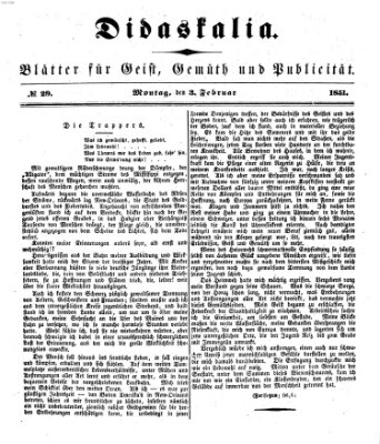 Didaskalia Montag 3. Februar 1851