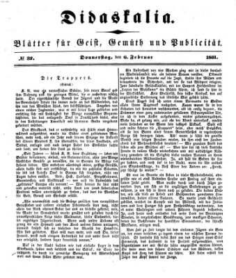 Didaskalia Donnerstag 6. Februar 1851