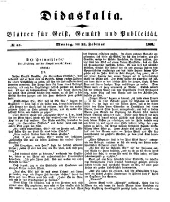 Didaskalia Montag 24. Februar 1851