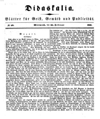 Didaskalia Mittwoch 26. Februar 1851