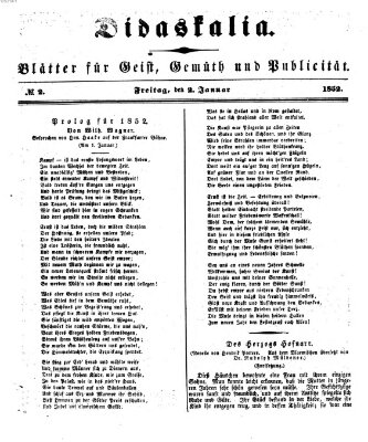 Didaskalia Freitag 2. Januar 1852