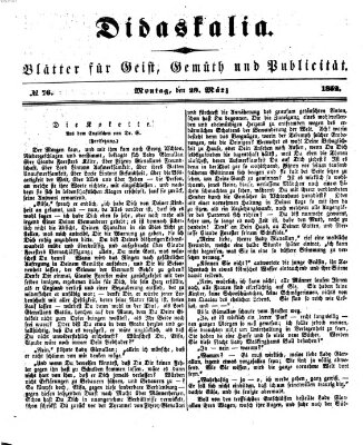 Didaskalia Montag 29. März 1852