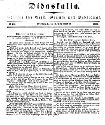Didaskalia Mittwoch 8. September 1852