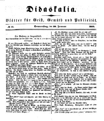 Didaskalia Donnerstag 20. Januar 1853
