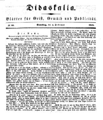 Didaskalia Samstag 5. Februar 1853