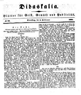Didaskalia Dienstag 8. Februar 1853