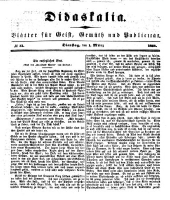 Didaskalia Dienstag 1. März 1853
